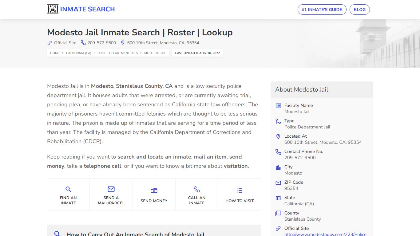 Modesto Jail Inmate Search | Roster | Lookup